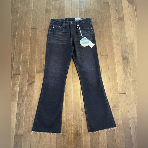 NWT Ag Jeans Jodi HIGH RISE FLARE CROP 26W/26L Black - Picture 1 of 7